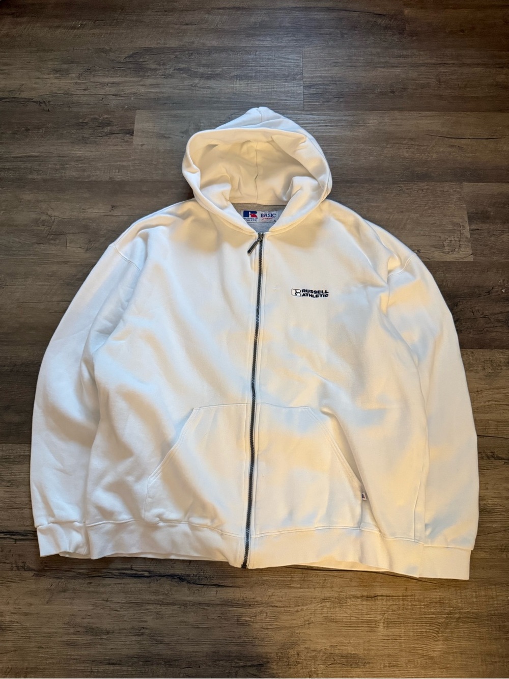 Russell Athletic White Full-Zip Hooded Sweatshirt